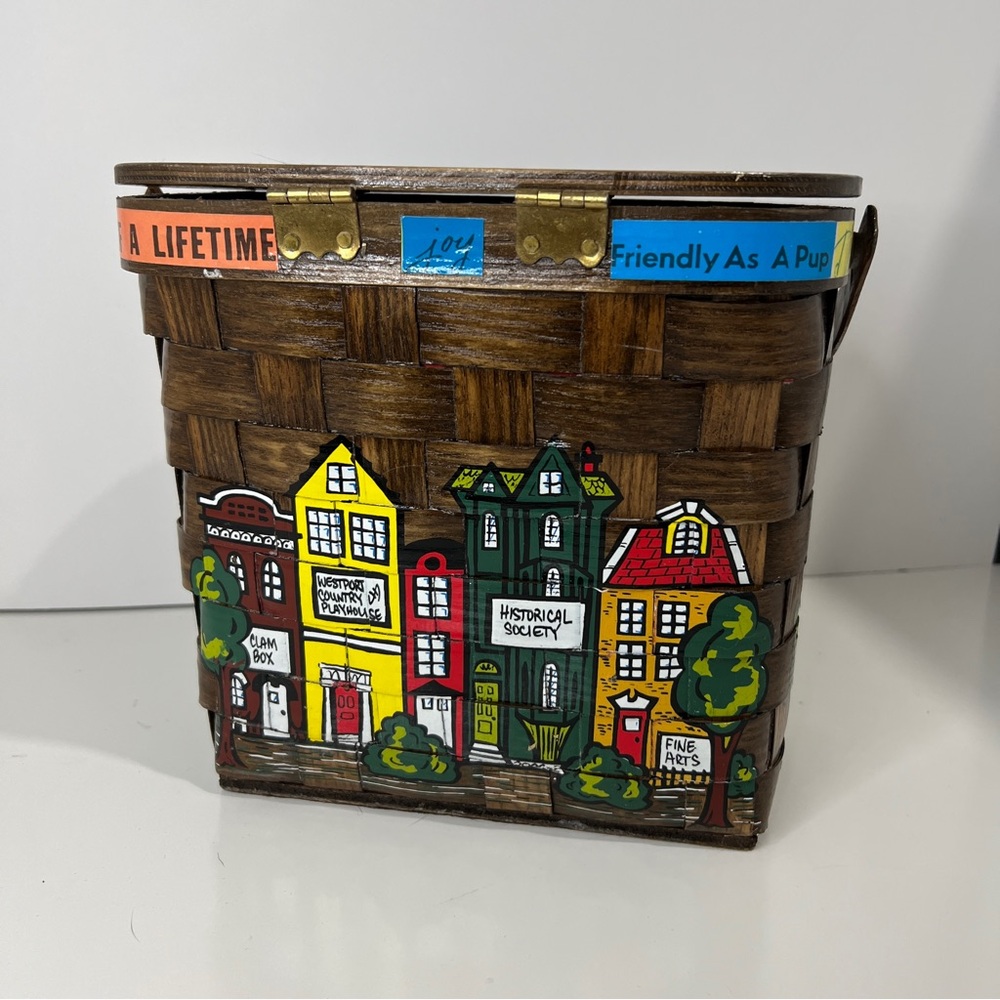 CARO-NAN | Colorful Town Design Woven Basket Purse